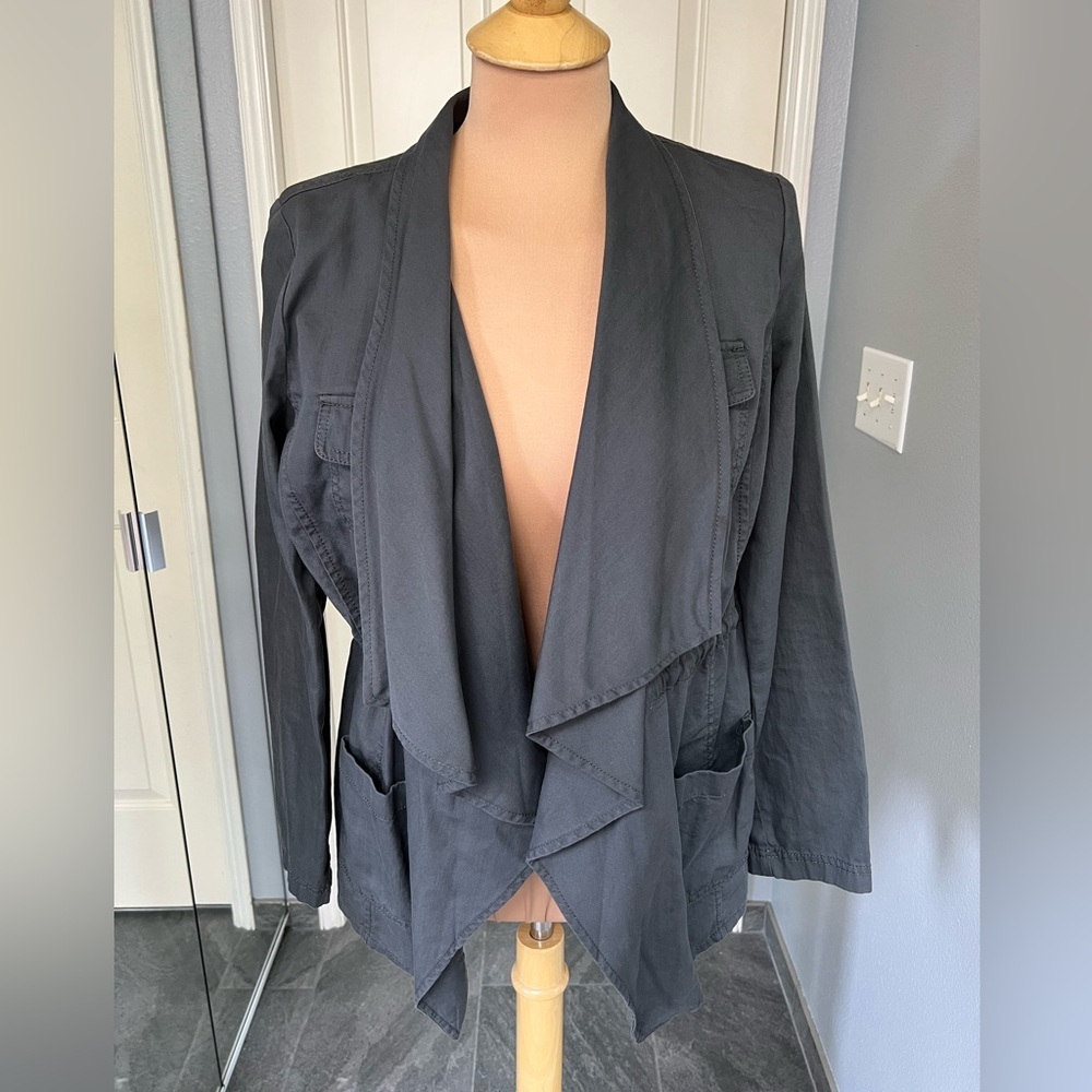 Caslon Steel Blue Open‎ Front Lightweight Draped Jacket